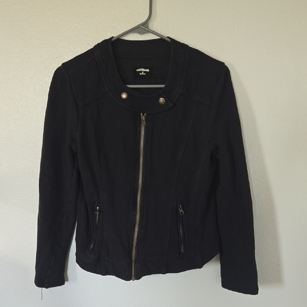 Ruff Hewn | Cropped Black Bomber Jacket Size Small